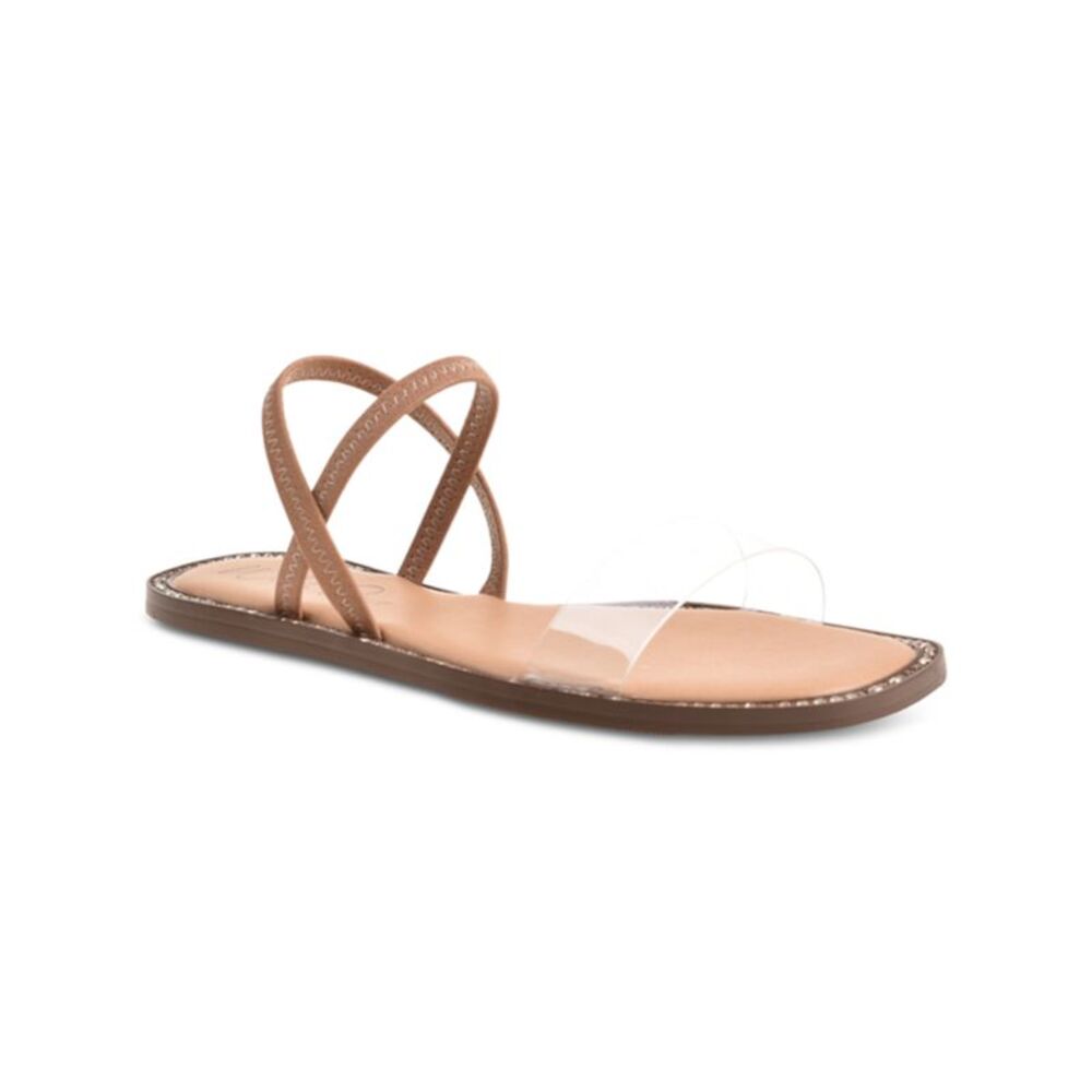 WILD PAIR Womens Brown Stretch Celest Square Toe Slip On Slingback Sandal 7.5